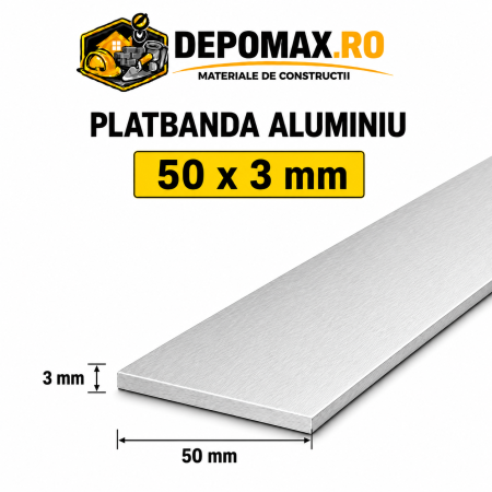 Platbanda aluminiu 50 x 3 mm, 6 metri (EN-AW 6060)